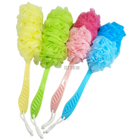 Sarung tangan mandi jala Nordic karet anti-selip pegangan panjang penggosok badan bunga tebal PE Scrubber pengelupas kulit sarung tangan mandi pembersih kulit