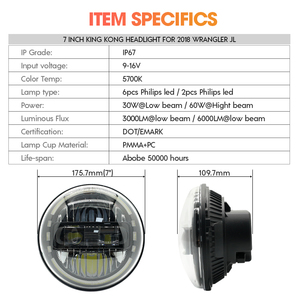 Faro de Halo redondo LED negro 5700K luz led para coche Ojos de Ángel 9 pulgadas faro LED <span class=keywords><strong>King</strong></span> <span class=keywords><strong>Kong</strong></span> - Product Image 6