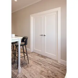 CBMmart Porta de madeira composta estilo shaker pintada de branco porta de celeiro interior personalizada com 3 painéis MDF