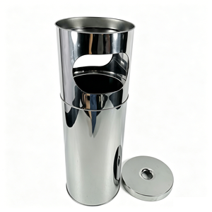 Cenicero Metálico <span class=keywords><strong>para</strong></span> Cigarros <span class=keywords><strong>con</strong></span> <span class=keywords><strong>Tapa</strong></span> y Contenedor de Basura, <span class=keywords><strong>Cubo</strong></span> de Basura Comercial de Acero Inoxidable <span class=keywords><strong>para</strong></span> Interiores y Exteriores - Product Image 2
