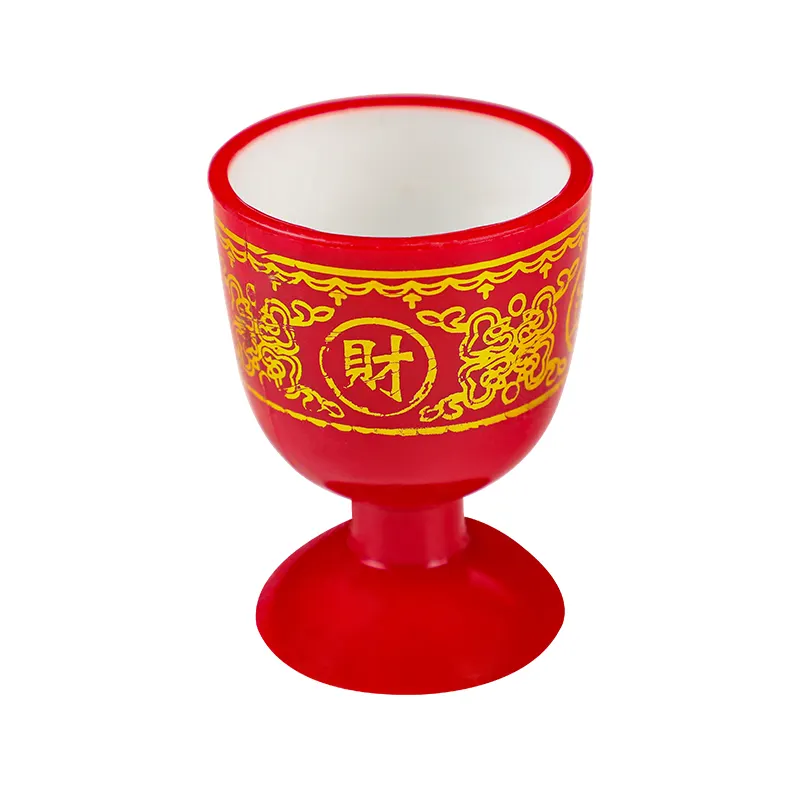 Altın damgalama desen kırmızı ve beyaz plastik şarap kaynağı fincan yüksek bacak güçlü şarap bardağı 30ml Baijiu fincan