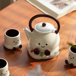 Juego de Tazas de Té de Cerámica con Diseño de Huella de Dibujo Animado, con Caja de Regalo, Tetera y Tazas para Cumpleaños y Regalos Diarios - Product Image 5