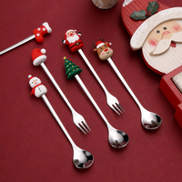 Ensemble de couverts de Noël en acier inoxydable 6 pièces, cuillères et fourchettes dorées et argentées, manche à motif de Noël, coffret cadeau, pour table de fêtes, vente en gros