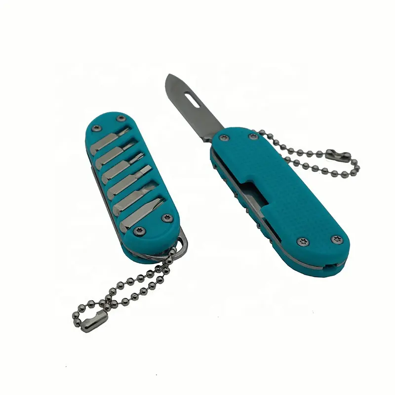 Newest 7 In 1 Multi Functional Portable EDC Pocket Gift Knife Blade Hand Tools with 6 Screwdriver Bit