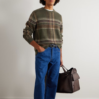 Pull en tricot à col rond classique pour homme, à rayures jacquard, manches longues, décontracté