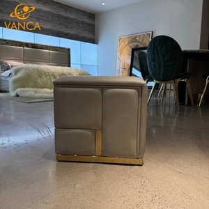 Italian Style Genuine Leather Sofa Stool <strong>Low</strong> <strong>Footstool</strong> for Living Room Square Dressing Coffee Table Shoe Changing Ottomans - Product Image 3