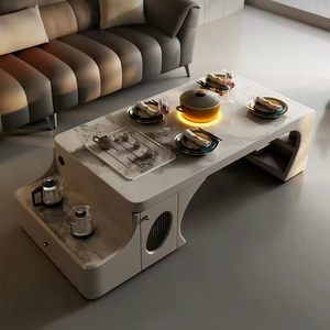 โต๊ะชงชาแบบยืดหดได้ ดีไซน์หรูหราทันสมัย ทำจากแผ่นหิน พร้อมฟังก์ชั่นชงชาในตัว - Product Image 2