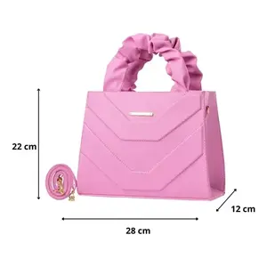 Bolso de Mano Rosa para Mujer Fana Imala, Bolso de Playa de Microfibra con Correa Única y Adornos de Letras, para Uso Diario Informal - Product Image 3