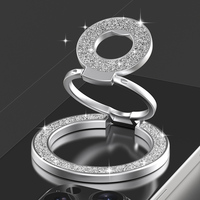 Support de téléphone magnétique à paillettes Bling avec béquille pliable à 3 positions, poignée de téléphone magnétique en métal de luxe