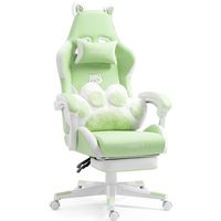 Siège de jeu pivotant de style racing en cuir PU ultra-doux, pliable, avec fonction de massage et de refroidissement, hauteur réglable et extensible