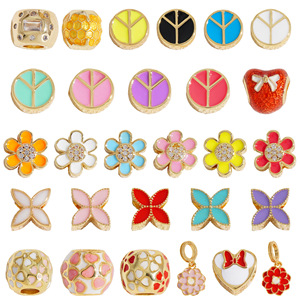 Multi Colored Enamel Beads Mixed Shapes For <b>Bracelet</b> Making <b>Copper</b> Oil Dripping Jewelry Findings - Product Image 1