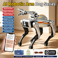 Chien robot intelligent avec bras robotique et pince, interaction vocale, jouet éducatif STEM et animal de compagnie pour enfants