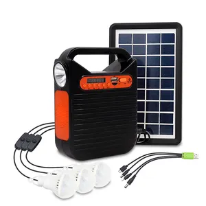 Energie sparendes Camping-Solarstrom-Beleuchtungs set für den Außenbereich mit tragbarem TF-FM-Radio-Solarstromgenerator-Kits