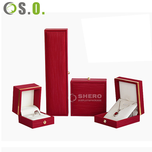 SHERO Red Rectangle Jewelry Box With Velvet <b>Insert</b> Button Closure Elegant Packaging For Rings Necklaces - Product Image 1