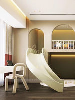 Lit moderne minimaliste à deux étages avec toboggan, lit d'enfant de luxe léger, maison de jeu minimaliste, base secrète personnalisable