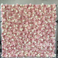 L-R266 Maßgefertigte 5D Stoff-Blumenwand Blau Hochzeitsdekoration Rosen-Hintergrund Seiden-Kunstblumen Dekorative Blumenwand