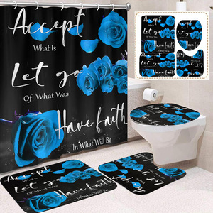 Black Roses Faith Quote Polyester <b>Shower</b> Curtain <b>Bathroom</b> Curtain Custom Digital Printed Polyester <b>Shower</b> Curtain Wholesale - Product Image 3