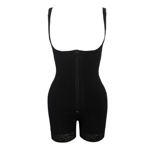 Body Shaping Bodysuit Dark Skin <b>Tummy</b> <b>Control</b> Waist Slimming Front Zipper Leg Shaping With Buckles Polyester Fabric - Product Image 5