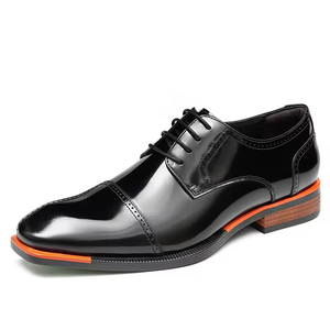 Zapatos de Hombre BusThree-Point Lace High Top 2025, Nuevos, de Cuero Genuino Brillante, Formales para Negocios, con Punta Cuadrada, para Novio, Boda, Otoño, con Suela de Goma - Product Image 5