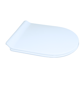 Siège de toilette contemporain blanc brillant en forme de D avec charnières réglables à fixation supérieure pour une installation simple et rapide - Product Image 3