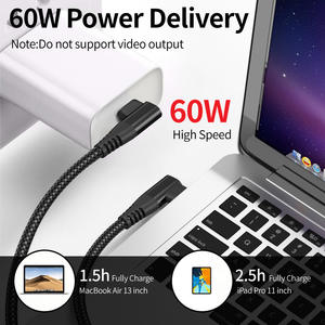 3A 60W ชาร์จเร็ว USB C ไปยัง USB C ปลอกสายไนลอนวัสดุทองแดงบริสุทธิ์สายข้อมูลสำหรับโทรศัพท์มือถือแท็บเล็ต - Product Image 5
