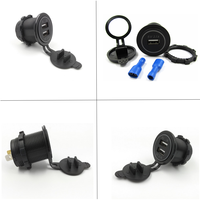 Prise double 12V 24V à charge rapide pour voiture, panneau de charge rapide 3.1A USB-A, lumière LED blanche, prise de charge rapide marine, prise étanche