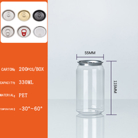 Boîtes de boisson en PET transparentes sans BPA de 250 ml/330 ml/350 ml/500 ml/650 ml/700 ml pour soda/jus, avec anneau de tirage personnalisé