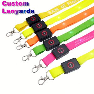 Wholesale Cheap <b>Polyester</b> Silk Screen Printed Custom Logo LED <b>Lanyard</b> With Cell Phone Strap - Product Image 1
