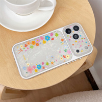 Coque de protection antichoc pour iPhone 18 Pro Max 17 16 15 Pro, motif coquillage floral rose et bleu, grande fenêtre, style tendance