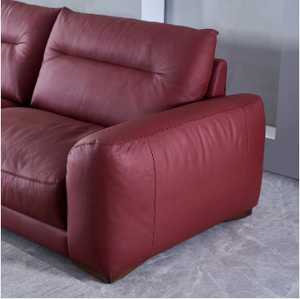 Mobilier moderne de salon villa appartement luxe 3 places Ensemble de canapés combinés en cuir rouge - Product Image 5