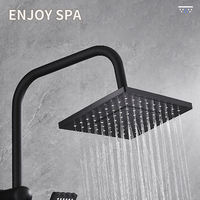 Mitigeur de douche thermostatique moderne noir réglable avec cartouche céramique – Utilisation hôtelière et en appartement, avec douchette à effet pluie et support