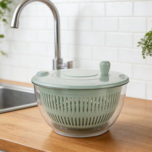 Pengering Salad Plastik Kompak dengan Pegangan Pembuang Air, Mudah Digunakan, Pencuci Sayuran untuk Dapur Kecil - Product Image 5