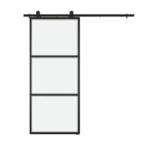 Knock down industrial black interior inner room loft style sliding glass door