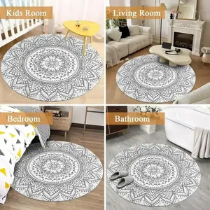 Tapis rond à motifs de renne d'arbre de père Noël pour décor de vacances ajoutant une joie festive - Product Image 6