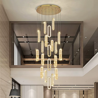 Lustre suspendu personnalisable pour escalier, hall d'hôtel, salon, lampe suspendue en acier inoxydable, longs lustres en cristal LED