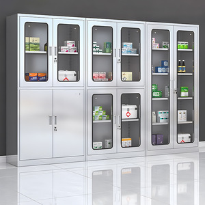 Armoire à médicaments en acier inoxydable Xinlongfei OWS-84 avec portes en verre pour le stockage hospitalier - Product Image 3