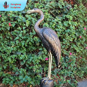 Statue d'art en bronze pour jardin de villa extérieure, entièrement personnalisée en usine, sculpture en bronze anti-rouille de chèvre-castor, héron, <span class=keywords><strong>grue</strong></span>, animaux et oiseaux. - Product Image 6