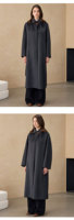 Manteau long en cachemire double face style Hepburn pour femme, avec fermeture éclair, épaisseur polaire perlée, idéal automne/hiver pour les trajets quotidiens