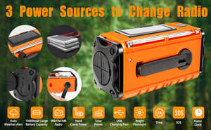 2025 mới 10000mAh khẩn cấp noaa đài phát thanh thời tiết, AM/FM, quây năng lượng mặt trời, sạc USB-C, đèn pin LED, báo động SOS cho cắm trại đi bộ đường dài - Product Image 5