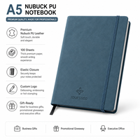 Individuelles Logo A5 Nubuk PU-Leder Notizbuch 100 Blatt Matt Soft-Touch Journal für Geschäftsgeschenke Executive Office Großhandel