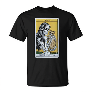 T-shirt Gothique Gatos Before Vatos Cat Lady Skeleton Tarot Card - Product Image 2