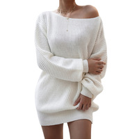 Robe décontractée unie à manches longues et coupe ample pour femme, en maille, style sundress, vêtements de mode saisonnière