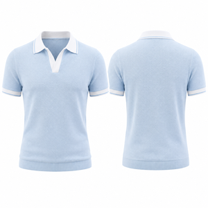 <b>Sky</b> <b>Blue</b> Honeycomb Polo Shirt For Men Custom Logo Premium Textured Knit Short Sleeve Golf <b>Top</b> OEM ODM Manufacturer Supplier - Product Image 2