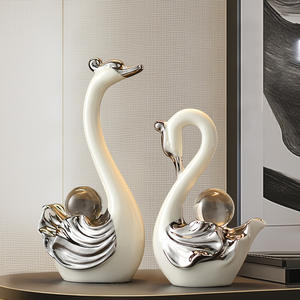 Декор для дома, Современный Простой хрустальный шар, фигурка лебедя, скульптура, украшения для гостиной, аксессуары для дома, керамические поделки - Product Image 4