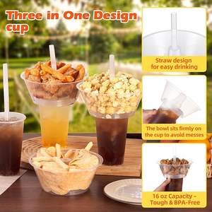 Gobelet à jus <span class=keywords><strong>de</strong></span> <span class=keywords><strong>fruits</strong></span> Boba en PET écologique avec logo personnalisé, 700 ml, Freyo Tower 2 en 1, gobelet à collation en plastique <span class=keywords><strong>pour</strong></span> manger et boire avec bol à collation sur le dessus - Product Image 4