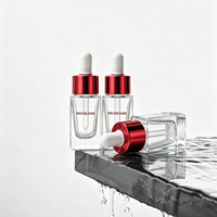 Flacon compte-gouttes en verre épais de 10 ml avec boîte en papier rouge, flacon échantillon compte-gouttes, fournisseur d'usine de cosmétiques, logo personnalisé, OEM ODM
