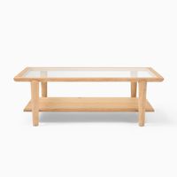 Table basse design moderne du milieu du siècle Mobilier de salon Table basse en bois avec dessus en verre