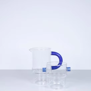 Ensemble de tasses filtrantes en verre borosilicate personnalisé, cafetière à filtre, théière en verre avec poignée bleue - Product Image 4
