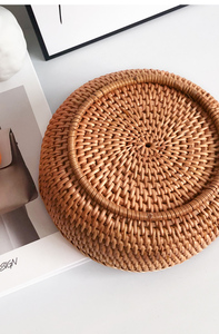 Cestino di frutta in Rattan ciotole cestino portaoggetti per pane fatto a mano ciotola da portata per Snack porta frutta rotonda organizzatore di cibo in <span class=keywords><strong>vimini</strong></span> - Product Image 4