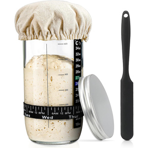 Sourdough Bread <b>Baking</b> Supplies 24 oz Sourdough Starter Jar <b>Silicone</b> Eco-Friendly <b>Baking</b> Pastry Spatulas Kit Number 4 Date - Product Image 1
